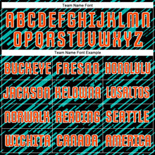 Загрузить изображение в средство просмотра галереи, Custom Black Orange Aqua-White Line Sports Sublimation Soccer Uniform Jersey