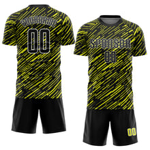 Charger l'image dans la galerie, Custom Black Neon Yellow-White Line Sports Sublimation Soccer Uniform Jersey