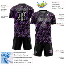 Загрузить изображение в средство просмотра галереи, Custom Black Medium Purple-White Line Sports Sublimation Soccer Uniform Jersey