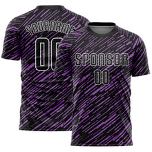 Загрузить изображение в средство просмотра галереи, Custom Black Medium Purple-White Line Sports Sublimation Soccer Uniform Jersey