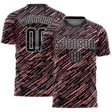 Charger l'image dans la galerie, Custom Black Medium Pink-White Line Sports Sublimation Soccer Uniform Jersey