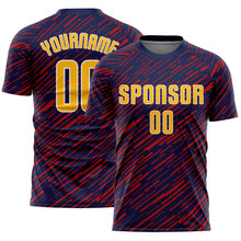 Charger l'image dans la galerie, Custom Navy Gold Red-White Line Sports Sublimation Soccer Uniform Jersey