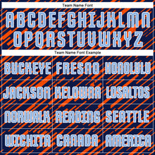 Загрузить изображение в средство просмотра галереи, Custom Navy Light Blue Orange-White Line Sports Sublimation Soccer Uniform Jersey