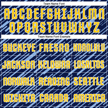 Загрузить изображение в средство просмотра галереи, Custom Navy Yellow Light Blue-White Line Sports Sublimation Soccer Uniform Jersey