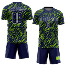 Charger l'image dans la galerie, Custom Navy Neon Green-White Line Sports Sublimation Soccer Uniform Jersey