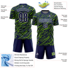 Charger l'image dans la galerie, Custom Navy Neon Green-White Line Sports Sublimation Soccer Uniform Jersey