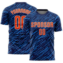 Charger l'image dans la galerie, Custom Navy Orange Powder Blue-White Line Sports Sublimation Soccer Uniform Jersey