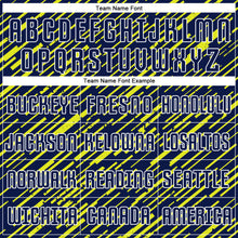 Load image into Gallery viewer, Custom Navy Neon Yellow-White Line Sports Sublimation Soccer Uniform Jersey