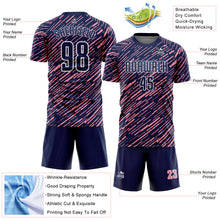 Charger l'image dans la galerie, Custom Navy Medium Pink-White Line Sports Sublimation Soccer Uniform Jersey