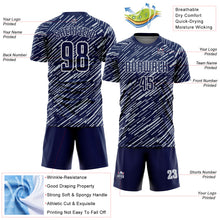 Загрузить изображение в средство просмотра галереи, Custom Navy Silver-White Line Sports Sublimation Soccer Uniform Jersey