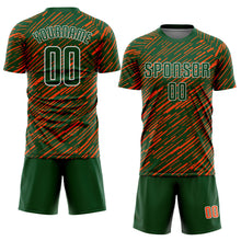 Load image into Gallery viewer, Custom Green Orange-White Line Sports Sublimation Soccer Uniform Jersey