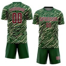 Charger l'image dans la galerie, Custom Green Crimson Cream-White Line Sports Sublimation Soccer Uniform Jersey