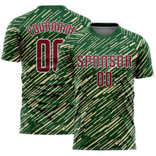 Charger l'image dans la galerie, Custom Green Crimson Cream-White Line Sports Sublimation Soccer Uniform Jersey