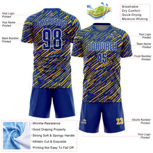 Загрузить изображение в средство просмотра галереи, Custom Royal Yellow-White Line Sports Sublimation Soccer Uniform Jersey