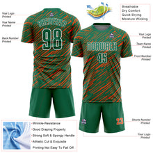 Laden Sie das Bild in den Galerie-Viewer, Custom Kelly Green Orange-White Line Sports Sublimation Soccer Uniform Jersey