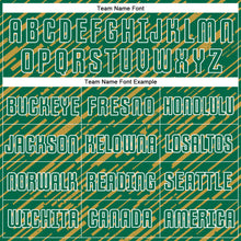 Laden Sie das Bild in den Galerie-Viewer, Custom Kelly Green Old Gold-White Line Sports Sublimation Soccer Uniform Jersey