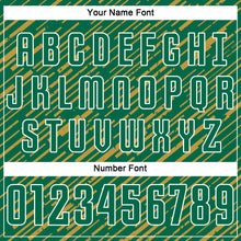 Laden Sie das Bild in den Galerie-Viewer, Custom Kelly Green Old Gold-White Line Sports Sublimation Soccer Uniform Jersey