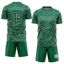 Laden Sie das Bild in den Galerie-Viewer, Custom Kelly Green Gray-White Line Sports Sublimation Soccer Uniform Jersey