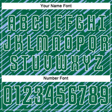 Laden Sie das Bild in den Galerie-Viewer, Custom Kelly Green Light Blue-White Line Sports Sublimation Soccer Uniform Jersey