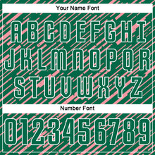 Laden Sie das Bild in den Galerie-Viewer, Custom Kelly Green Medium Pink-White Line Sports Sublimation Soccer Uniform Jersey