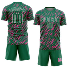 Laden Sie das Bild in den Galerie-Viewer, Custom Kelly Green Pink-White Line Sports Sublimation Soccer Uniform Jersey