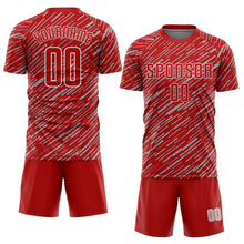 Загрузить изображение в средство просмотра галереи, Custom Red Gray-White Line Sports Sublimation Soccer Uniform Jersey