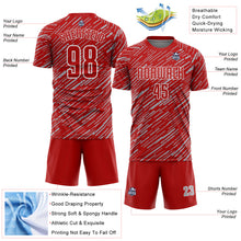 Загрузить изображение в средство просмотра галереи, Custom Red Gray-White Line Sports Sublimation Soccer Uniform Jersey