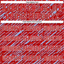 Загрузить изображение в средство просмотра галереи, Custom Red Light Blue-White Line Sports Sublimation Soccer Uniform Jersey