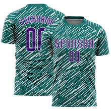 Загрузить изображение в средство просмотра галереи, Custom Teal Purple-White Line Sports Sublimation Soccer Uniform Jersey