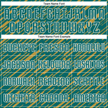 Загрузить изображение в средство просмотра галереи, Custom Teal Old Gold-White Line Sports Sublimation Soccer Uniform Jersey