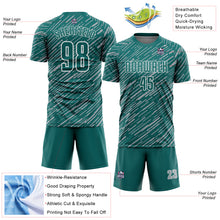 Charger l'image dans la galerie, Custom Teal Gray-White Line Sports Sublimation Soccer Uniform Jersey