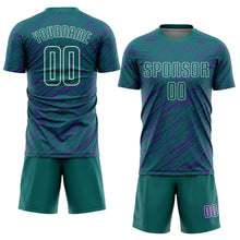 Charger l'image dans la galerie, Custom Teal Purple-White Line Sports Sublimation Soccer Uniform Jersey