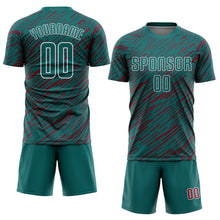 Загрузить изображение в средство просмотра галереи, Custom Teal Crimson-White Line Sports Sublimation Soccer Uniform Jersey