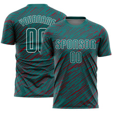 Загрузить изображение в средство просмотра галереи, Custom Teal Crimson-White Line Sports Sublimation Soccer Uniform Jersey