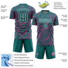 Загрузить изображение в средство просмотра галереи, Custom Teal Pink-White Line Sports Sublimation Soccer Uniform Jersey