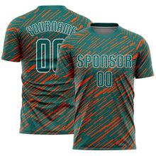 Загрузить изображение в средство просмотра галереи, Custom Teal Orange-White Line Sports Sublimation Soccer Uniform Jersey