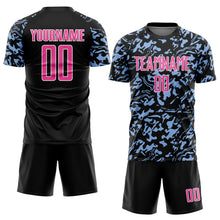 Charger l'image dans la galerie, Custom Black Pink Light Blue-White Liquid Fluid Pattern Sports Sublimation Soccer Uniform Jersey