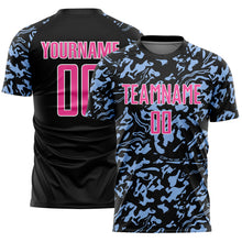Charger l'image dans la galerie, Custom Black Pink Light Blue-White Liquid Fluid Pattern Sports Sublimation Soccer Uniform Jersey