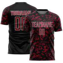 Load image into Gallery viewer, Custom Black Crimson-White Liquid Fluid Pattern Sports Sublimation Soccer Uniform Jersey