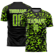 Laden Sie das Bild in den Galerie-Viewer, Custom Black Neon Green-White Liquid Fluid Pattern Sports Sublimation Soccer Uniform Jersey