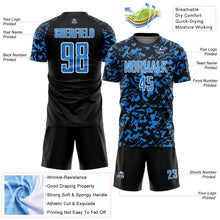 Load image into Gallery viewer, Custom Black Powder Blue-White Liquid Fluid Pattern Sports Sublimation Soccer Uniform Jersey