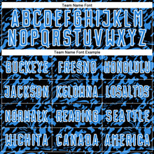 Load image into Gallery viewer, Custom Black Powder Blue-White Liquid Fluid Pattern Sports Sublimation Soccer Uniform Jersey