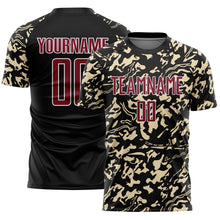 Загрузить изображение в средство просмотра галереи, Custom Black Crimson Cream-White Liquid Fluid Pattern Sports Sublimation Soccer Uniform Jersey