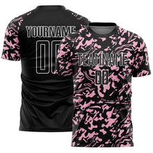 Laden Sie das Bild in den Galerie-Viewer, Custom Black Light Pink-White Liquid Fluid Pattern Sports Sublimation Soccer Uniform Jersey