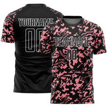 Load image into Gallery viewer, Custom Black Medium Pink-White Liquid Fluid Pattern Sports Sublimation Soccer Uniform Jersey