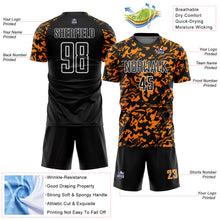 Charger l'image dans la galerie, Custom Black Bay Orange-White Liquid Fluid Pattern Sports Sublimation Soccer Uniform Jersey