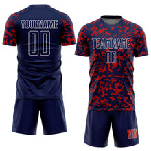 Load image into Gallery viewer, Custom Navy Red-White Liquid Fluid Pattern Sports Sublimation Soccer Uniform Jersey
