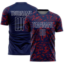 Load image into Gallery viewer, Custom Navy Crimson-White Liquid Fluid Pattern Sports Sublimation Soccer Uniform Jersey