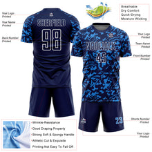 Load image into Gallery viewer, Custom Navy Powder Blue-White Liquid Fluid Pattern Sports Sublimation Soccer Uniform Jersey