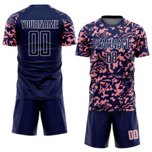 Load image into Gallery viewer, Custom Navy Medium Pink-White Liquid Fluid Pattern Sports Sublimation Soccer Uniform Jersey